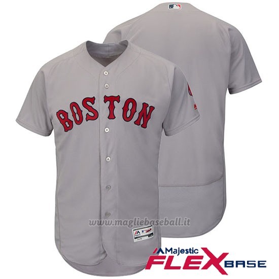 Maglia Baseball Uomo Boston Red Sox Grigio Autentico Collezione Flex Base